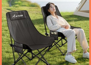 아오란 아웃도어 릴렉스 접이식 캠핑 의자, 2개, 블랙